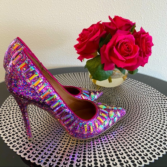 Steve Madden Galaxxie Glitzy Glam Fuchsia Party Pumps (Size 6).🌹 - Picture 5 of 16